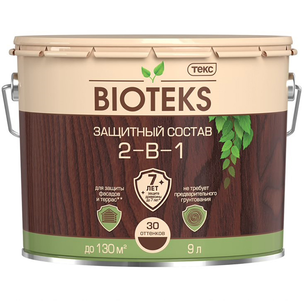 Антисептик Биотекс 2-в-1 декоративный для дерева бесцветный 9 л — ☎ 8(812)984-04-27